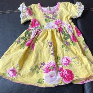 Yellow and pink floral casual dress